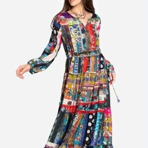 Johnny Was Sonnet Silk Dress Boho Size XL